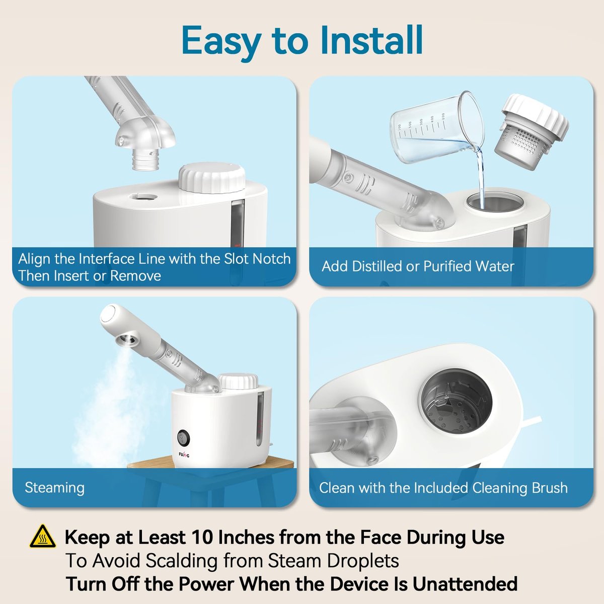 Fulog Facial Steamer Nano Ionic Face Steamer with 360° Rotating Arm – Deep Cleaning Portable Spa Machine for Home & Salon Avelisse