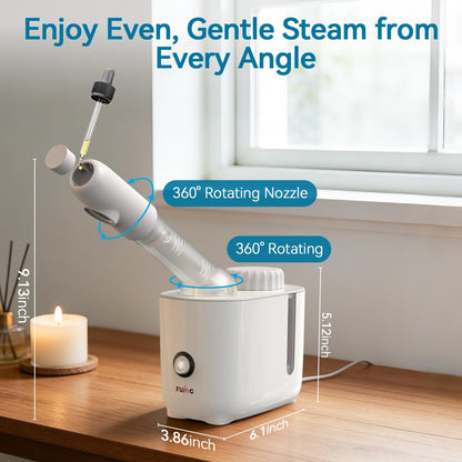 Fulog Facial Steamer Nano Ionic Face Steamer with 360° Rotating Arm – Deep Cleaning Portable Spa Machine for Home & Salon Avelisse