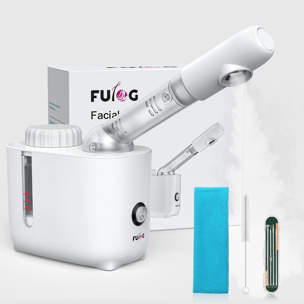 Fulog Facial Steamer Nano Ionic Face Steamer with 360° Rotating Arm – Deep Cleaning Portable Spa Machine for Home & Salon Avelisse