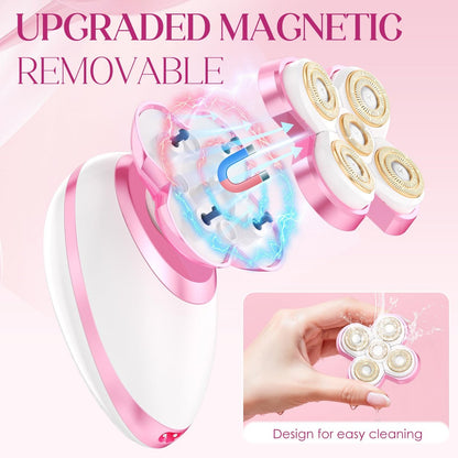 Upgraded Magnetic Flawless Electric Shaver for Women – Rechargeable, Waterproof Trimmer for Legs, Arms & Pubic Area (Pink) Avelisse