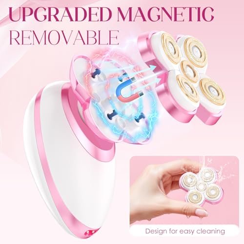 Upgraded Magnetic Flawless Electric Shaver for Women – Rechargeable, Waterproof Trimmer for Legs, Arms & Pubic Area (Pink) Avelisse