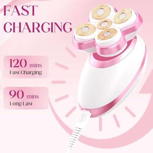 Upgraded Magnetic Flawless Electric Shaver for Women – Rechargeable, Waterproof Trimmer for Legs, Arms & Pubic Area (Pink) Avelisse