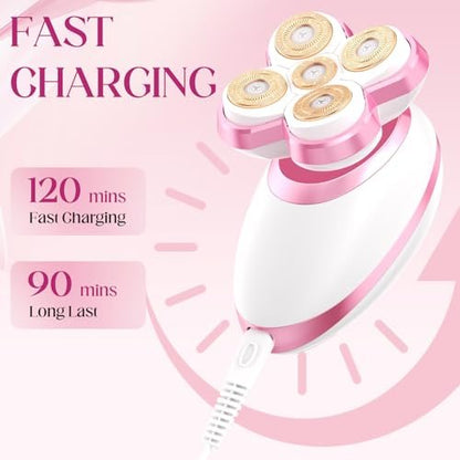 Upgraded Magnetic Flawless Electric Shaver for Women – Rechargeable, Waterproof Trimmer for Legs, Arms & Pubic Area (Pink) Avelisse
