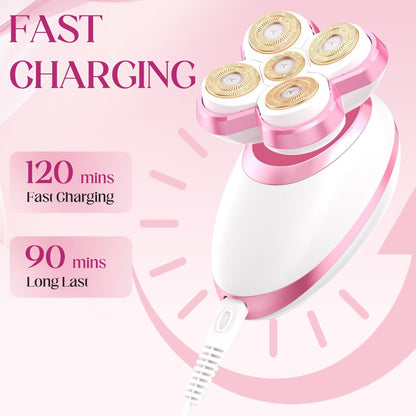 Upgraded Magnetic Flawless Electric Shaver for Women – Rechargeable, Waterproof Trimmer for Legs, Arms & Pubic Area (Pink) Avelisse