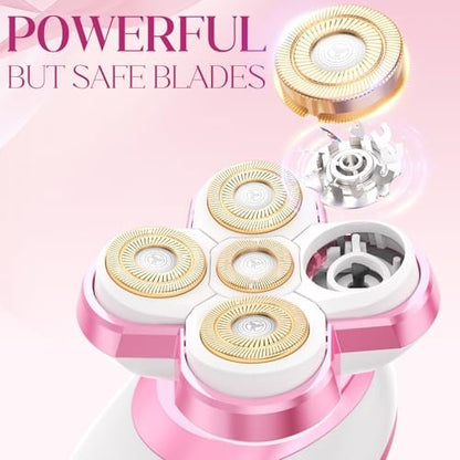 Upgraded Magnetic Flawless Electric Shaver for Women – Rechargeable, Waterproof Trimmer for Legs, Arms & Pubic Area (Pink) Avelisse