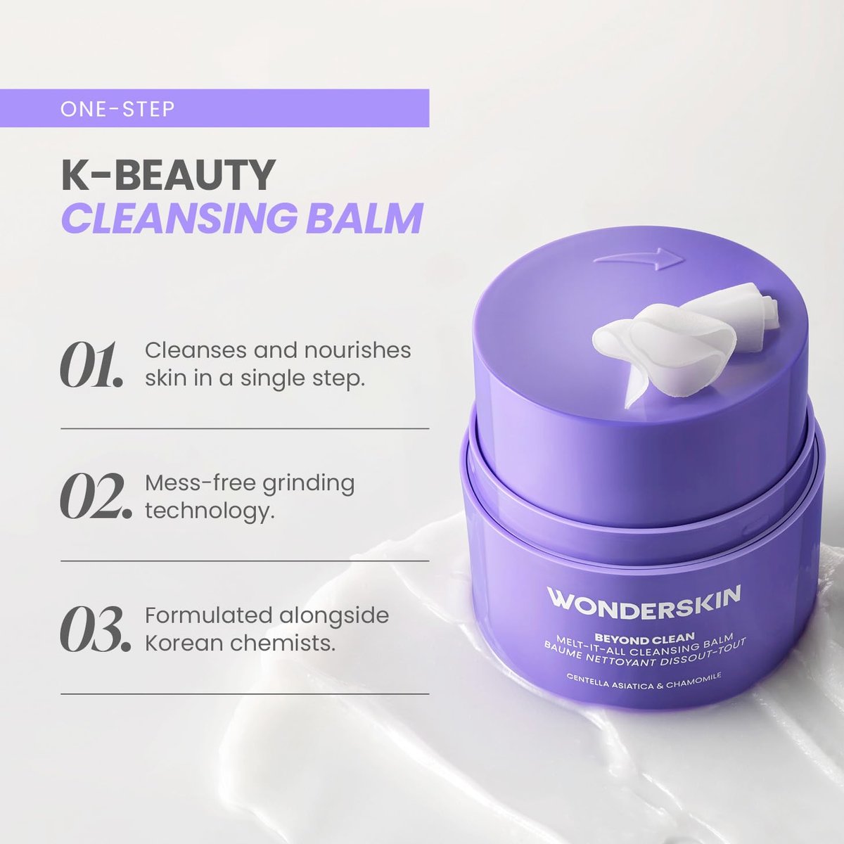 Wonderskin Melt It All Balm to Milk Makeup Remover - Gentle Hydrating Face Cleanser with Centella and Chamomile - görsel 5