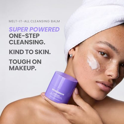 Wonderskin Melt It All Balm to Milk Makeup Remover - Gentle Hydrating Face Cleanser with Centella and Chamomile