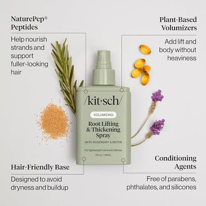 Kitsch Root Hair Volume Spray - Lightweight Hair Volumizer for Instant Lift and Fullness | Hair Thickening Spray With Rosemary and Biotin | Soft, Touchable Volume Finish - 5oz