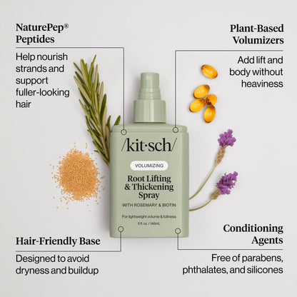 Kitsch Root Hair Volume Spray - Lightweight Hair Volumizer for Instant Lift and Fullness | Hair Thickening Spray With Rosemary and Biotin | Soft, Touchable Volume Finish - 5oz