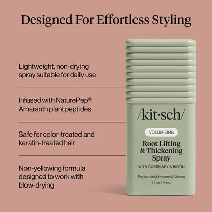 Kitsch Root Hair Volume Spray - Lightweight Hair Volumizer for Instant Lift and Fullness | Hair Thickening Spray With Rosemary and Biotin | Soft, Touchable Volume Finish - 5oz