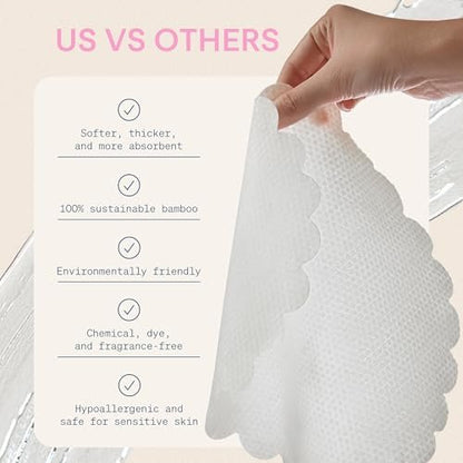The Skinny Confidential Disposable Face Towels (50 Count) – Silky Soft Gentle Facial Towels, Thick & Highly Absorbent, Premium 100% Rayon Made from Bamboo for Sensitive Skin Avelisse