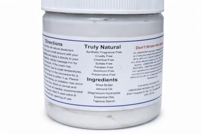 Jabaroma All Natural Deodorant Cream – Citrus Rain, 3 oz, Whipped with Shea Butter & Essential Oils