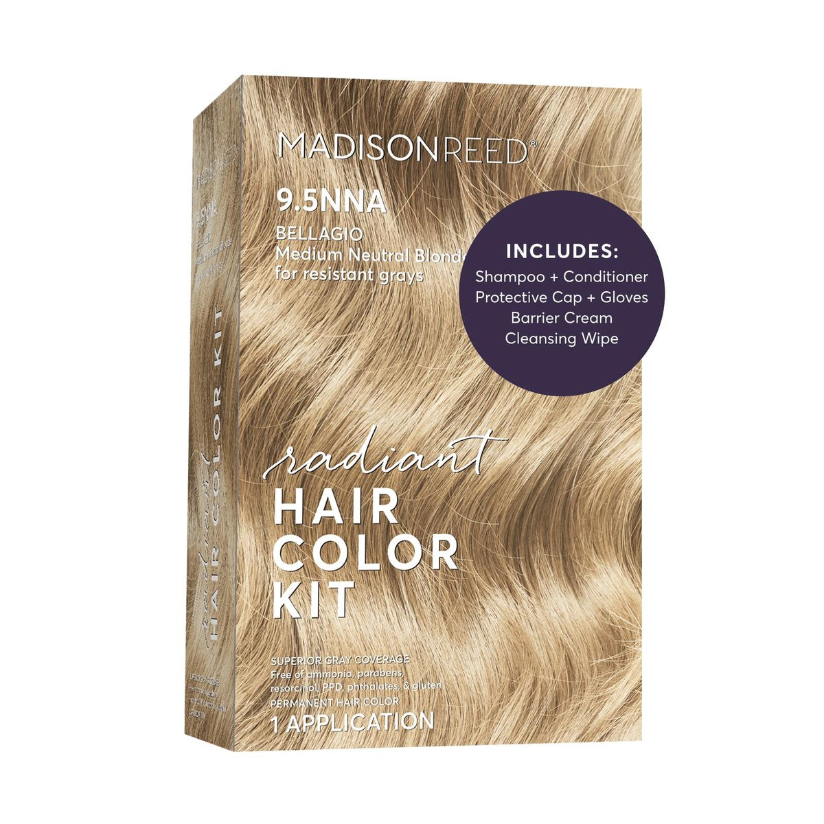 Madison Reed Radiant Hair Color Kit - 9.5NNA Medium Neutral Blonde (Bellagio Blonde) - Permanent Hair Dye with 100% Gray Coverage, PPD-Free & Ammonia-Free, 1 Pack Avelisse