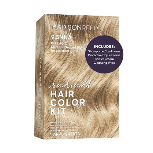 Madison Reed Radiant Hair Color Kit - 9.5NNA Medium Neutral Blonde (Bellagio Blonde) - Permanent Hair Dye with 100% Gray Coverage, PPD-Free & Ammonia-Free, 1 Pack Avelisse