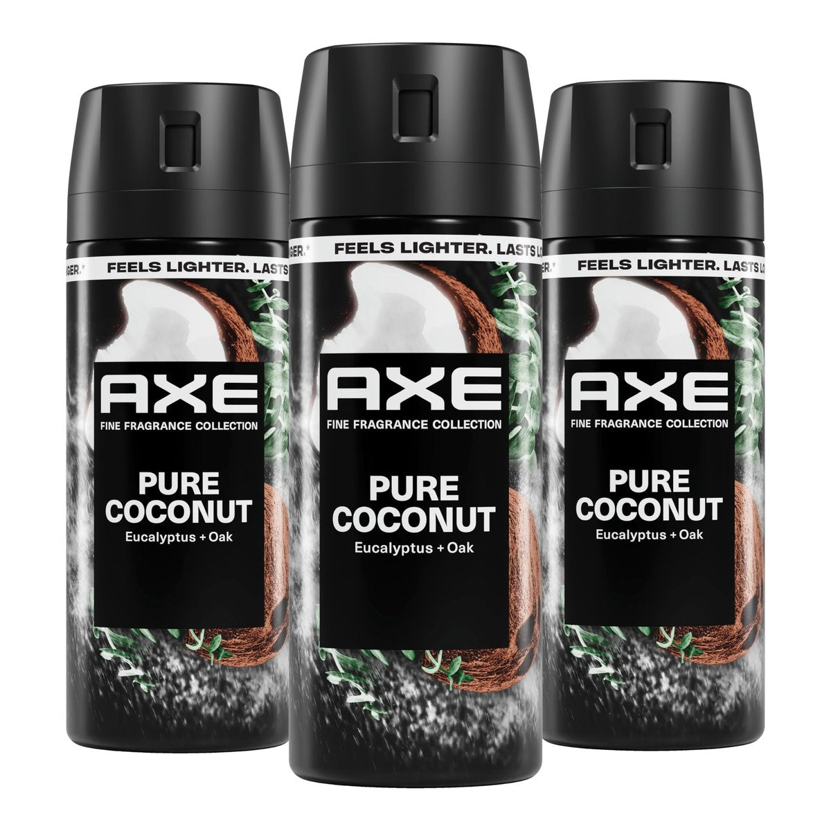 AXE Fine Fragrance Collection Pure Coconut Body Spray 3-Pack, 2.9 oz Each, 72-Hour Freshness, Aluminum Free Avelisse