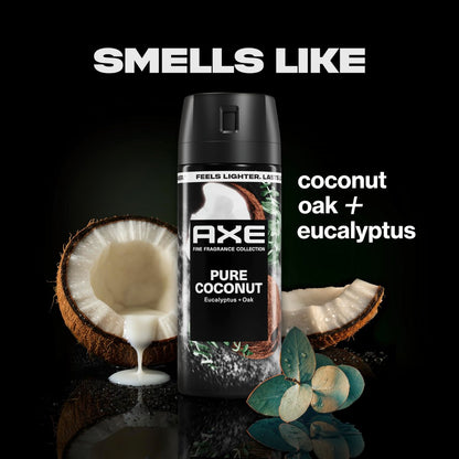 AXE Fine Fragrance Collection Pure Coconut Body Spray 3-Pack, 2.9 oz Each, 72-Hour Freshness, Aluminum Free Avelisse