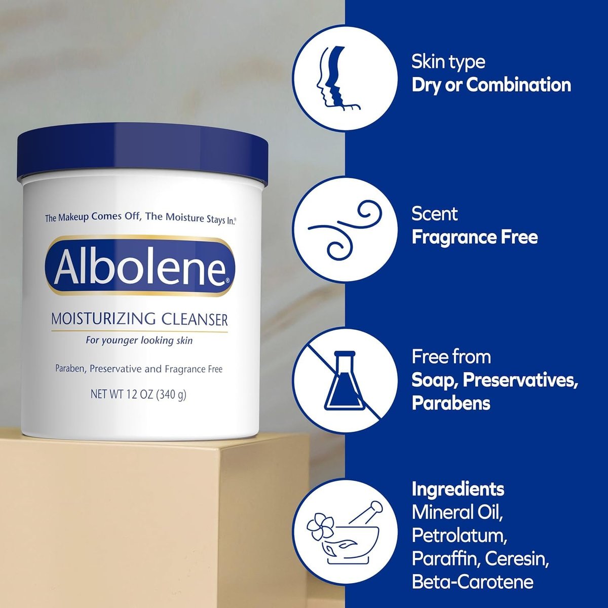 Albolene Moisturizing Cleanser & Makeup Remover Balm - Fragrance-Free Facial Cream for Cleansing & Hydration - Multi-Use Skincare for All Skin Types - No Harsh Chemicals - 12 oz - görsel 10