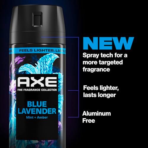 AXE Fine Fragrance Collection Body Spray – Blue Lavender, 3-Pack (2.9 oz Each), 72-Hour Freshness, Aluminum Free Avelisse