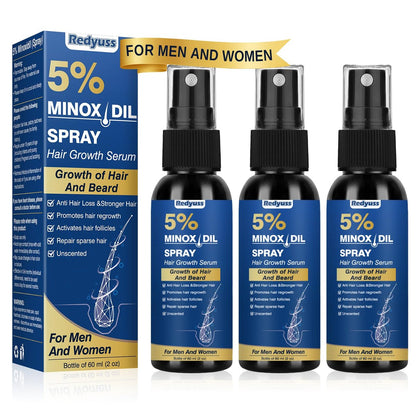 Redyuss 5% Minoxidil Hair Growth Spray Serum with Biotin for Men and Women – 3 Bottles of 2oz, Thicker, Fuller, Healthier Hair Avelisse