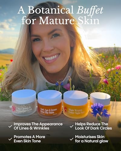 Frøya Organics Complete System for Mature Women's Skin | 4-Piece Set with Face Scrub, Day and Night Balm & Eye Balm | Rosehip, Calendula & Sea Buckthorn | 60-Day Supply Avelisse