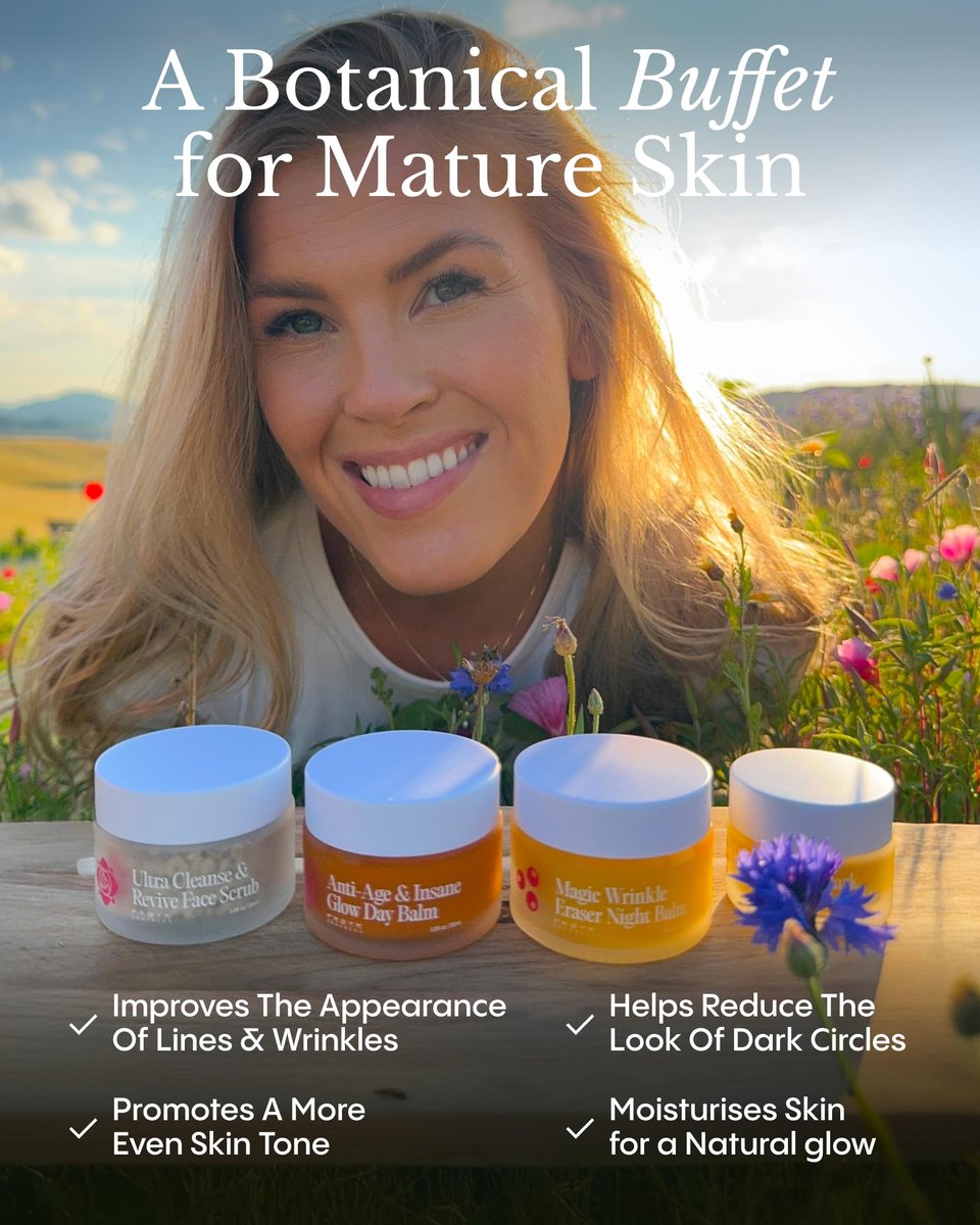 Frøya Organics Complete System for Mature Women's Skin | 4-Piece Set with Face Scrub, Day and Night Balm & Eye Balm | Rosehip, Calendula & Sea Buckthorn | 60-Day Supply Avelisse