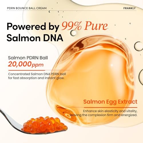 FRANKLY Salmon PDRN Bounce Ball Cream – 99% Pure Salmon DNA Moisturizer for Skin Repair & Glow | Post Microneedling Recovery & Barrier Repair | Lightweight Gel Cream | Korean Skincare | 1.69 fl oz Avelisse