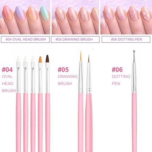 HomTop 15-Piece Nail Art Tools Set: Brushes, Dotting Pens, Palette, Stands & Tape for Press-On Nails – Perfect for Beginners & Nail Techs Avelisse