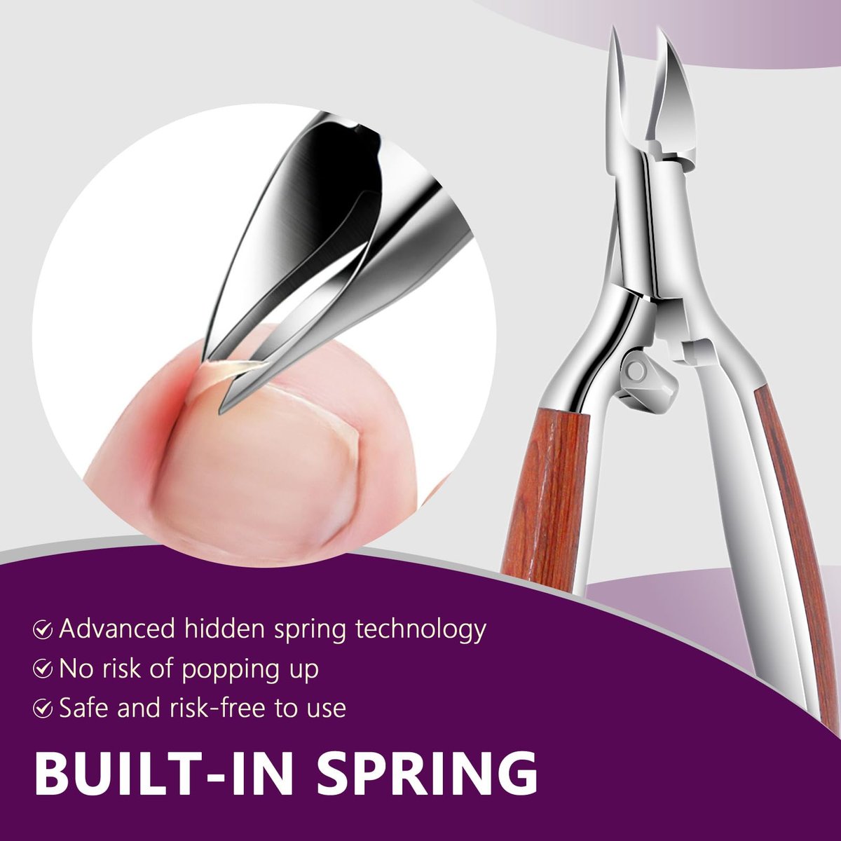 Super Sharp Toenail Clippers for Thick Nails – Heavy Duty Long Handle Toe Nail Clippers for Men, Women, Seniors – Professional Ingrown Nail Cutter, Pedicure Clipper (Silver-Red) Avelisse