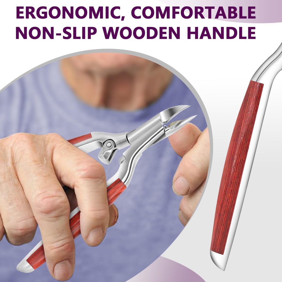 Super Sharp Toenail Clippers for Thick Nails – Heavy Duty Long Handle Toe Nail Clippers for Men, Women, Seniors – Professional Ingrown Nail Cutter, Pedicure Clipper (Silver-Red) Avelisse