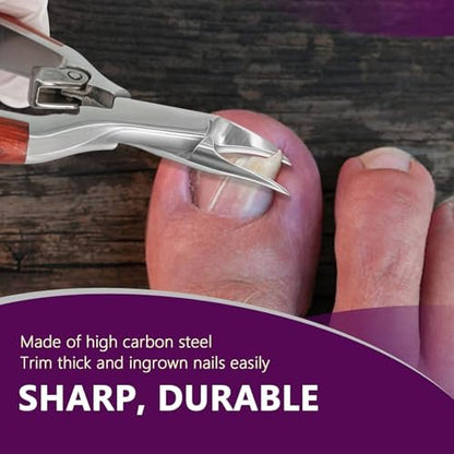 Super Sharp Toenail Clippers for Thick Nails – Heavy Duty Long Handle Toe Nail Clippers for Men, Women, Seniors – Professional Ingrown Nail Cutter, Pedicure Clipper (Silver-Red) Avelisse