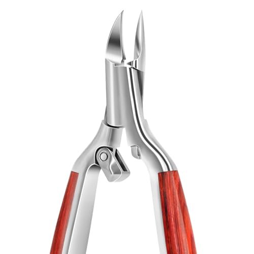 Super Sharp Toenail Clippers for Thick Nails – Heavy Duty Long Handle Toe Nail Clippers for Men, Women, Seniors – Professional Ingrown Nail Cutter, Pedicure Clipper (Silver-Red) Avelisse