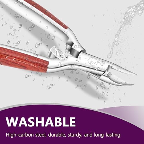 Super Sharp Toenail Clippers for Thick Nails – Heavy Duty Long Handle Toe Nail Clippers for Men, Women, Seniors – Professional Ingrown Nail Cutter, Pedicure Clipper (Silver-Red) Avelisse