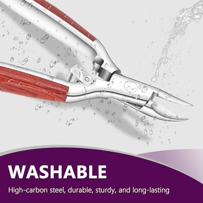 Super Sharp Toenail Clippers for Thick Nails – Heavy Duty Long Handle Toe Nail Clippers for Men, Women, Seniors – Professional Ingrown Nail Cutter, Pedicure Clipper (Silver-Red) Avelisse