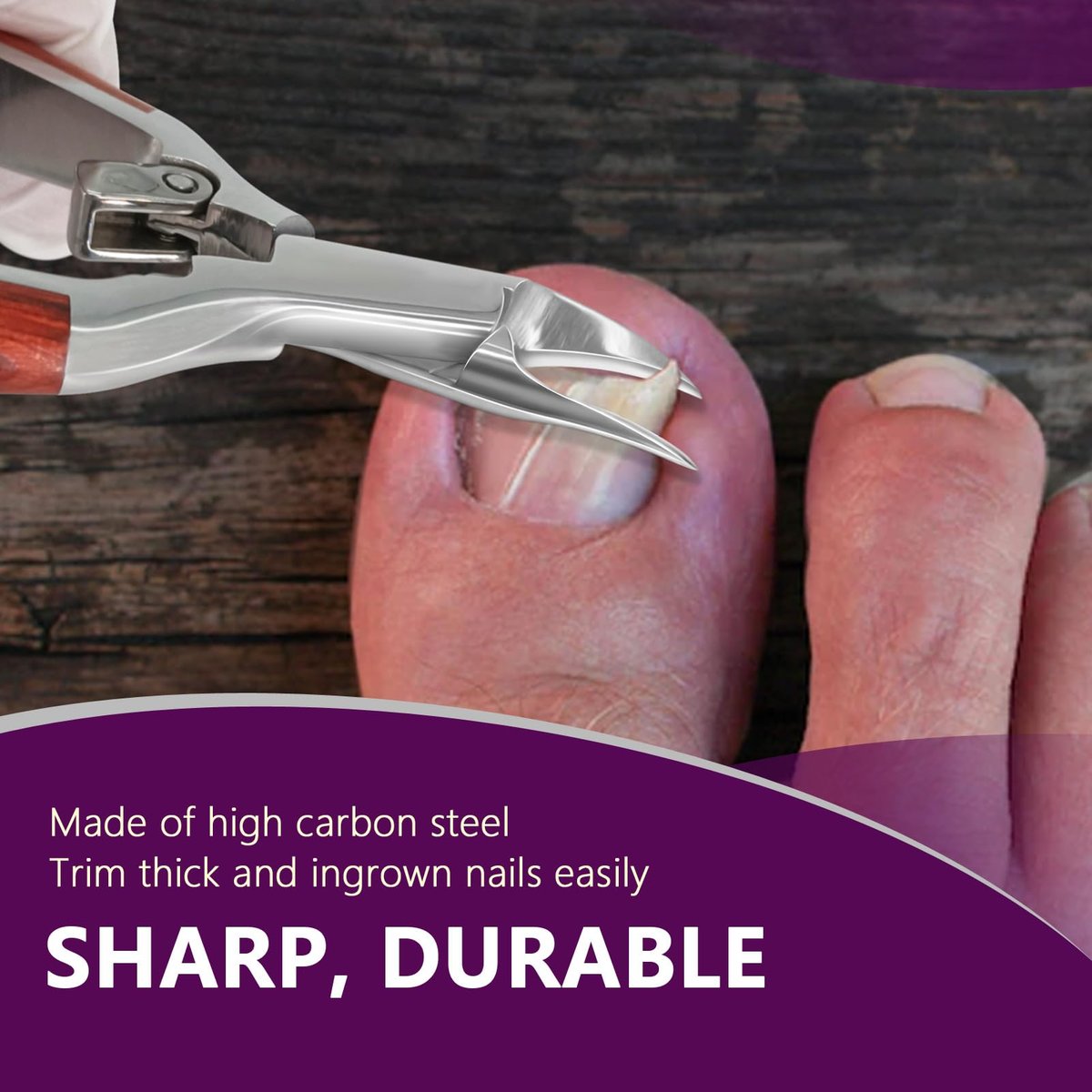 Super Sharp Toenail Clippers for Thick Nails – Heavy Duty Long Handle Toe Nail Clippers for Men, Women, Seniors – Professional Ingrown Nail Cutter, Pedicure Clipper (Silver-Red) Avelisse