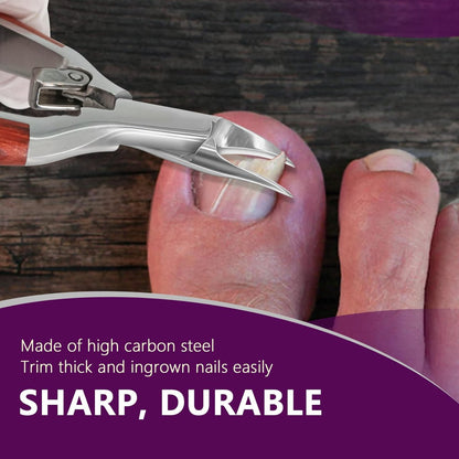 Super Sharp Toenail Clippers for Thick Nails – Heavy Duty Long Handle Toe Nail Clippers for Men, Women, Seniors – Professional Ingrown Nail Cutter, Pedicure Clipper (Silver-Red) Avelisse