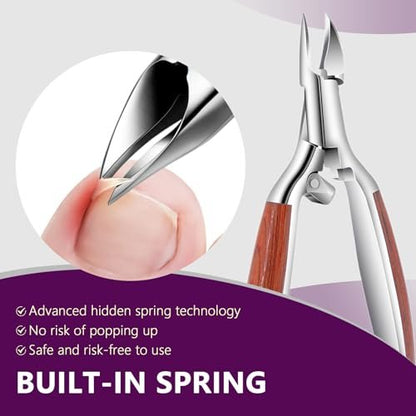 Super Sharp Toenail Clippers for Thick Nails – Heavy Duty Long Handle Toe Nail Clippers for Men, Women, Seniors – Professional Ingrown Nail Cutter, Pedicure Clipper (Silver-Red) Avelisse