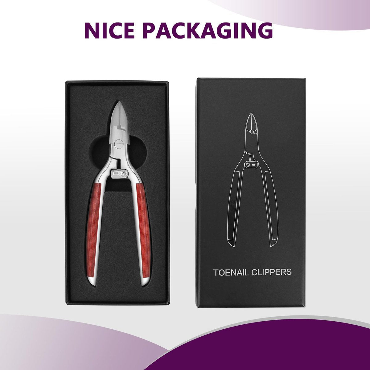Super Sharp Toenail Clippers for Thick Nails – Heavy Duty Long Handle Toe Nail Clippers for Men, Women, Seniors – Professional Ingrown Nail Cutter, Pedicure Clipper (Silver-Red) Avelisse