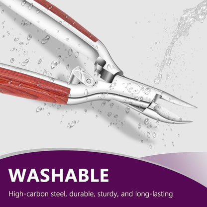 Super Sharp Toenail Clippers for Thick Nails – Heavy Duty Long Handle Toe Nail Clippers for Men, Women, Seniors – Professional Ingrown Nail Cutter, Pedicure Clipper (Silver-Red) Avelisse