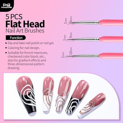 FANDAMEI 33-Piece Nail Art Tools Set - Professional Nail Brushes, Dotting Tools, and Palette for Creative Nail Design