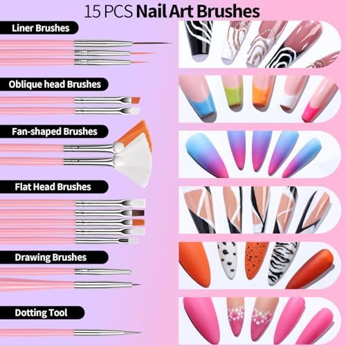 FANDAMEI 33-Piece Nail Art Tools Set - Professional Nail Brushes, Dotting Tools, and Palette for Creative Nail Design - görsel 4