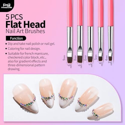 FANDAMEI 33-Piece Nail Art Tools Set - Professional Nail Brushes, Dotting Tools, and Palette for Creative Nail Design