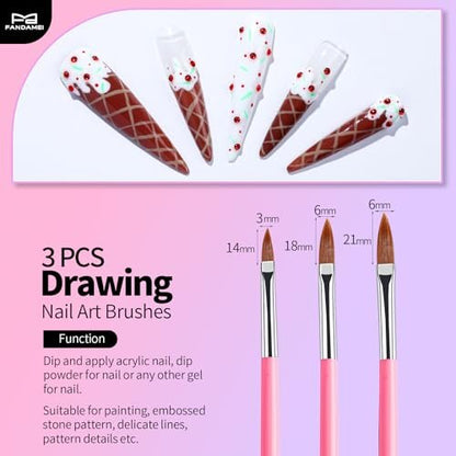 FANDAMEI 33-Piece Nail Art Tools Set - Professional Nail Brushes, Dotting Tools, and Palette for Creative Nail Design
