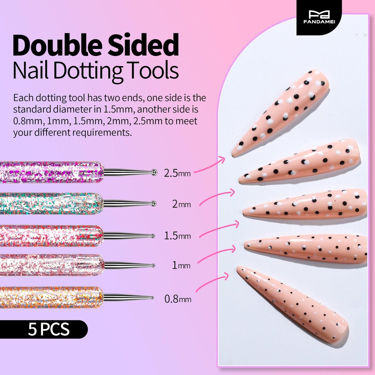 FANDAMEI 33-Piece Nail Art Tools Set - Professional Nail Brushes, Dotting Tools, and Palette for Creative Nail Design - görsel 11