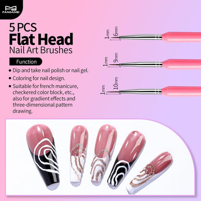 FANDAMEI 33-Piece Nail Art Tools Set - Professional Nail Brushes, Dotting Tools, and Palette for Creative Nail Design