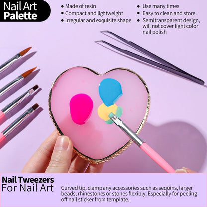 FANDAMEI 33-Piece Nail Art Tools Set - Professional Nail Brushes, Dotting Tools, and Palette for Creative Nail Design