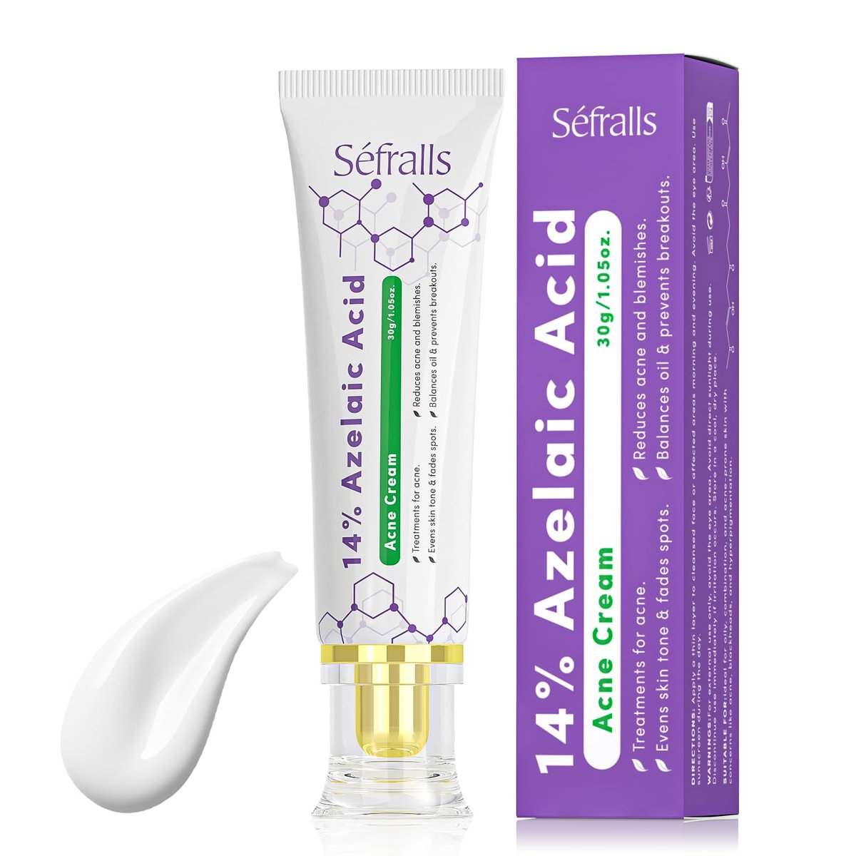 14% Azelaic Acid Acne Cream – Redness Relief & Clarifying Face Moisturizer for Acne-Prone Skin, Calms Pimples & Soothes Irritation, 1 oz - görsel 1