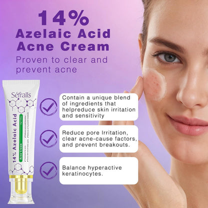 14% Azelaic Acid Acne Cream – Redness Relief & Clarifying Face Moisturizer for Acne-Prone Skin, Calms Pimples & Soothes Irritation, 1 oz