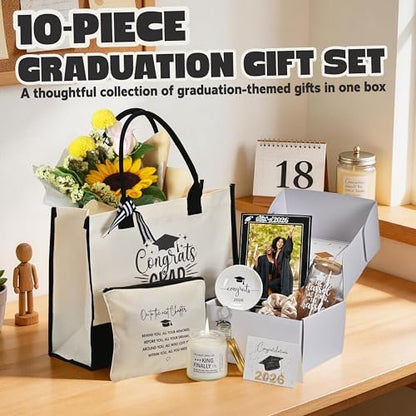 GREOZORT 2026 Graduation Gifts Set for Her - Black Cosmetic Bag & Glass Cup - Class of 2026 Graduate Gift for Daughter, Sister, Best Friend, Women Avelisse