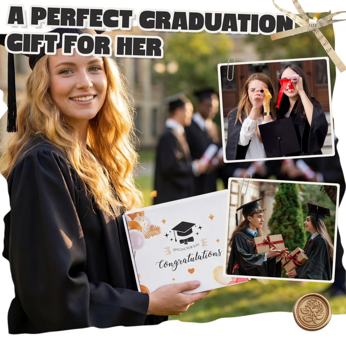 GREOZORT 2026 Graduation Gifts Set for Her - Black Cosmetic Bag & Glass Cup - Class of 2026 Graduate Gift for Daughter, Sister, Best Friend, Women Avelisse