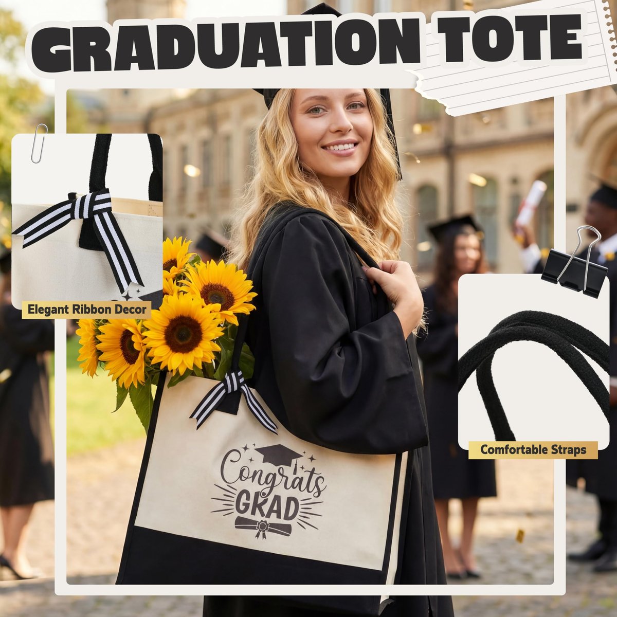 GREOZORT 2026 Graduation Gifts Set for Her - Black Cosmetic Bag & Glass Cup - Class of 2026 Graduate Gift for Daughter, Sister, Best Friend, Women Avelisse